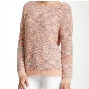 BCBGeneration Pink Fuzzy Textured Chunky Knit Sweater XS/S
